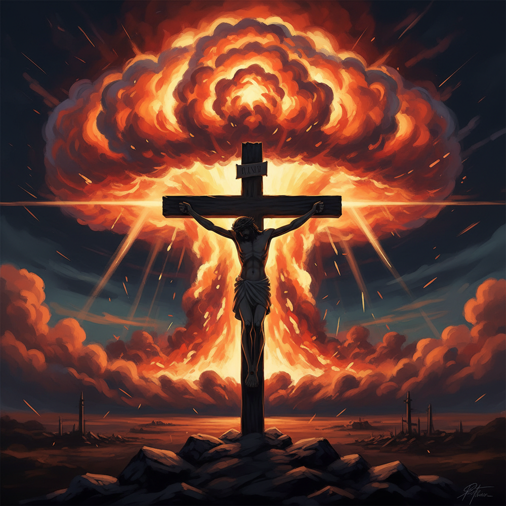 Christ on the Cross with Atomic Explosion in the Background